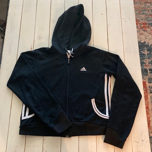 adidas Tops - Adidas Hoodie, Black & White, Medium